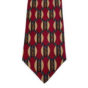 Nicklaus Red & Green Golf Bag Theme 100% Silk Mens Tie Necktie